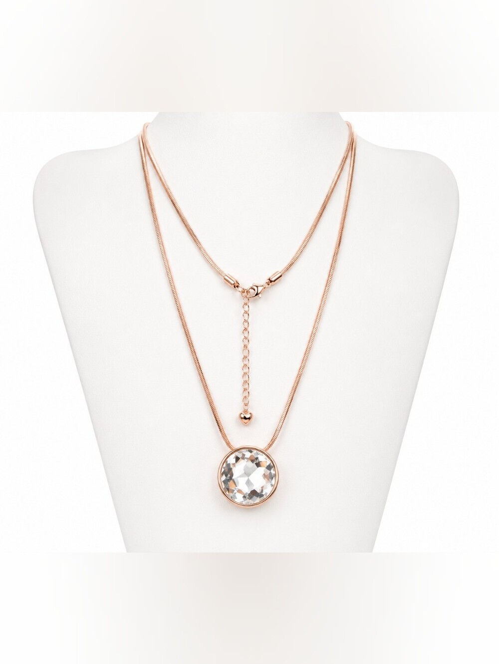 18K Rose Gold Plated Crystal Pendant Necklace
